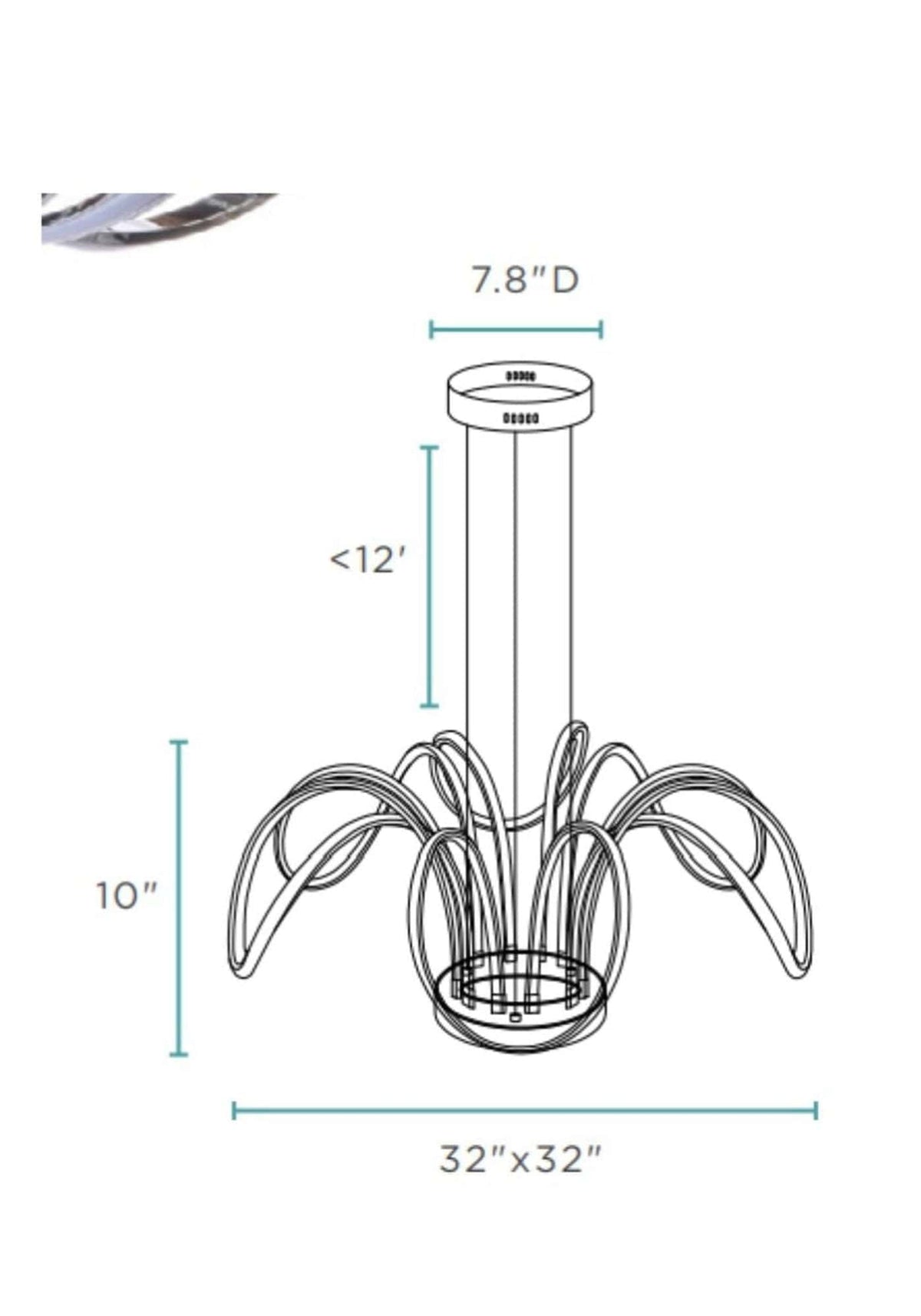 6 Petal Flower LED Strip Chandelier // Chrome and Dimmable