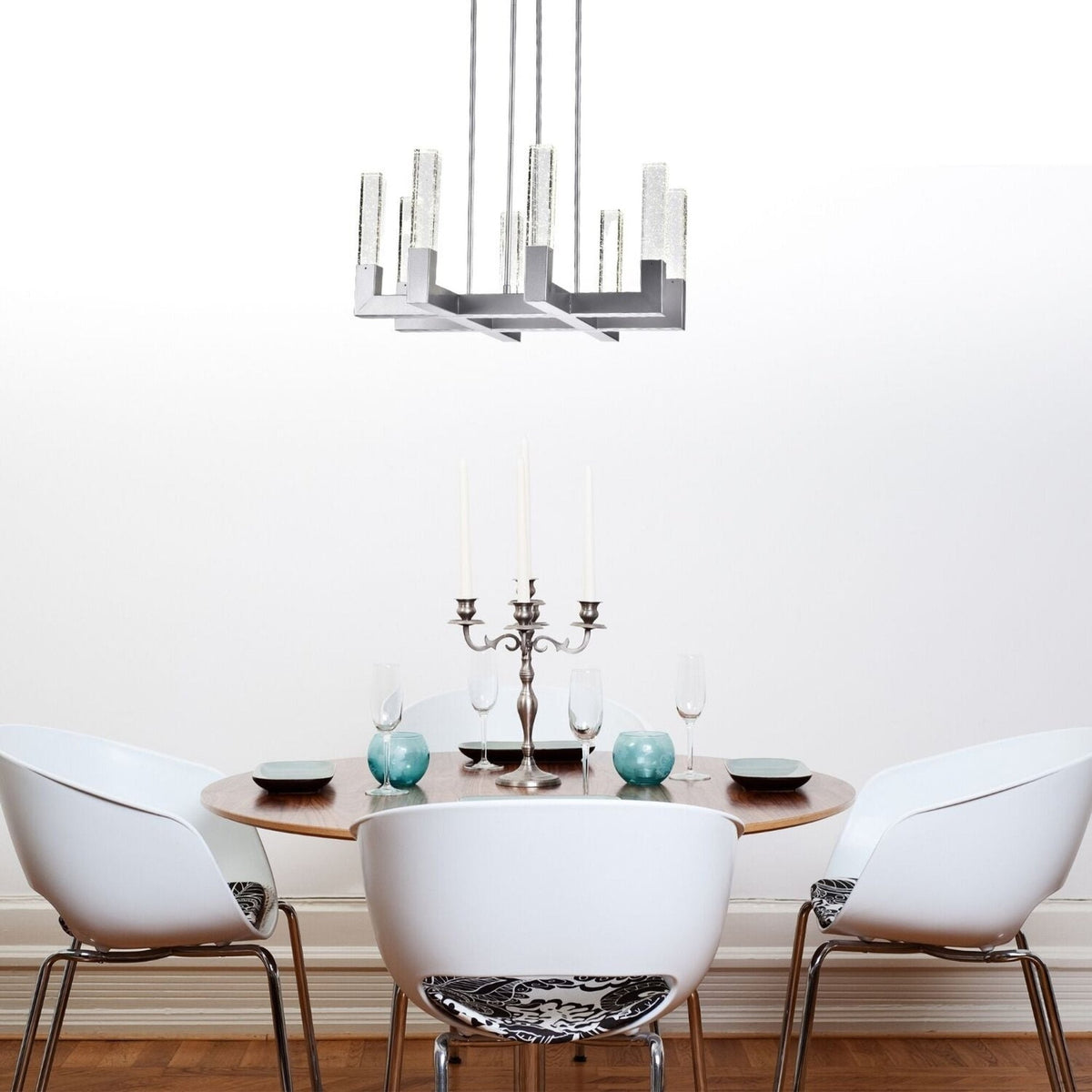 Finesse Decor Dianyi Square LED Silver Crystal Chandelier