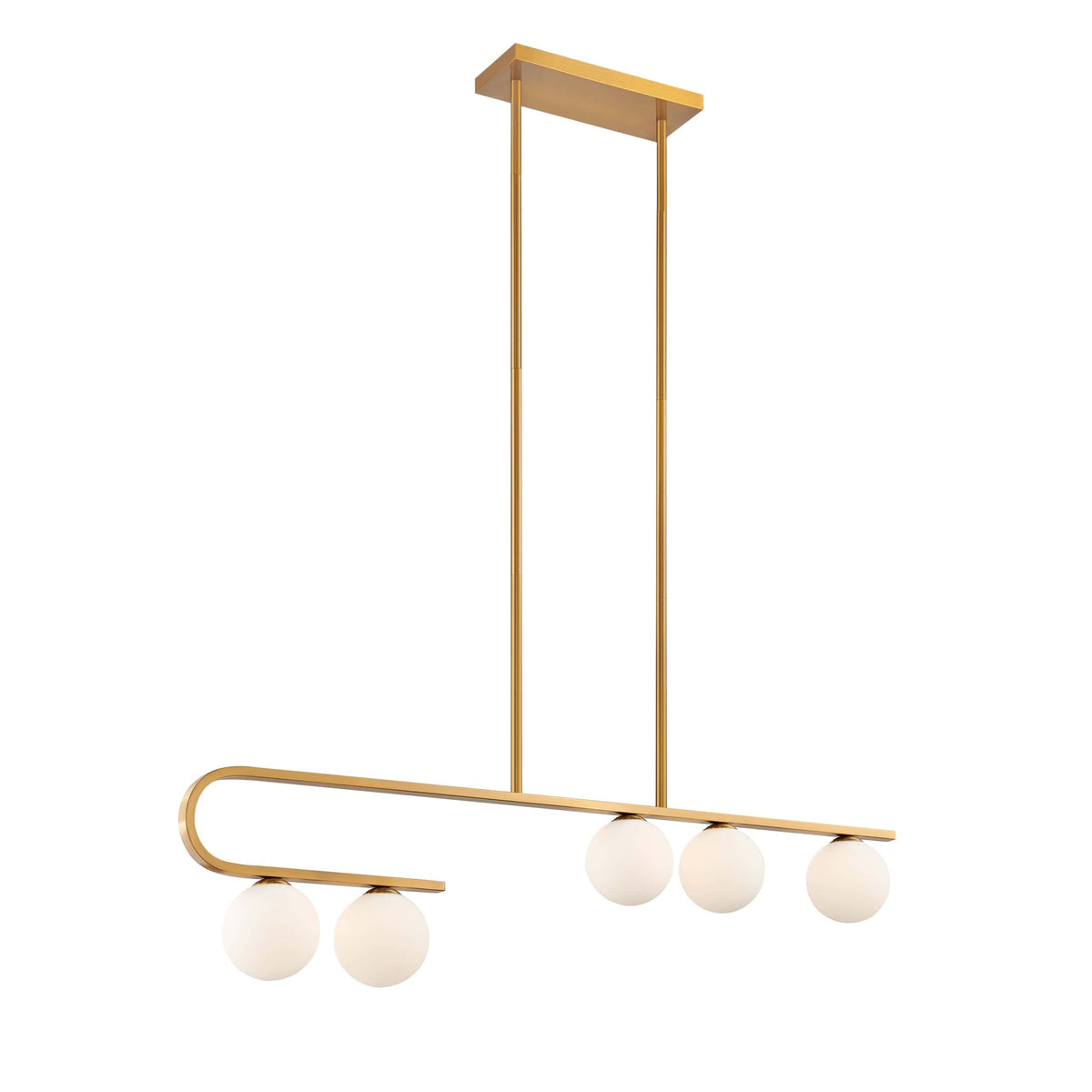 Anecdoche Rectangular Gold and White Chandelier