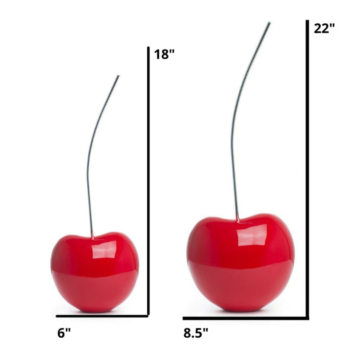 Cherry Decor / Set of two Medium & Small, Bright Red