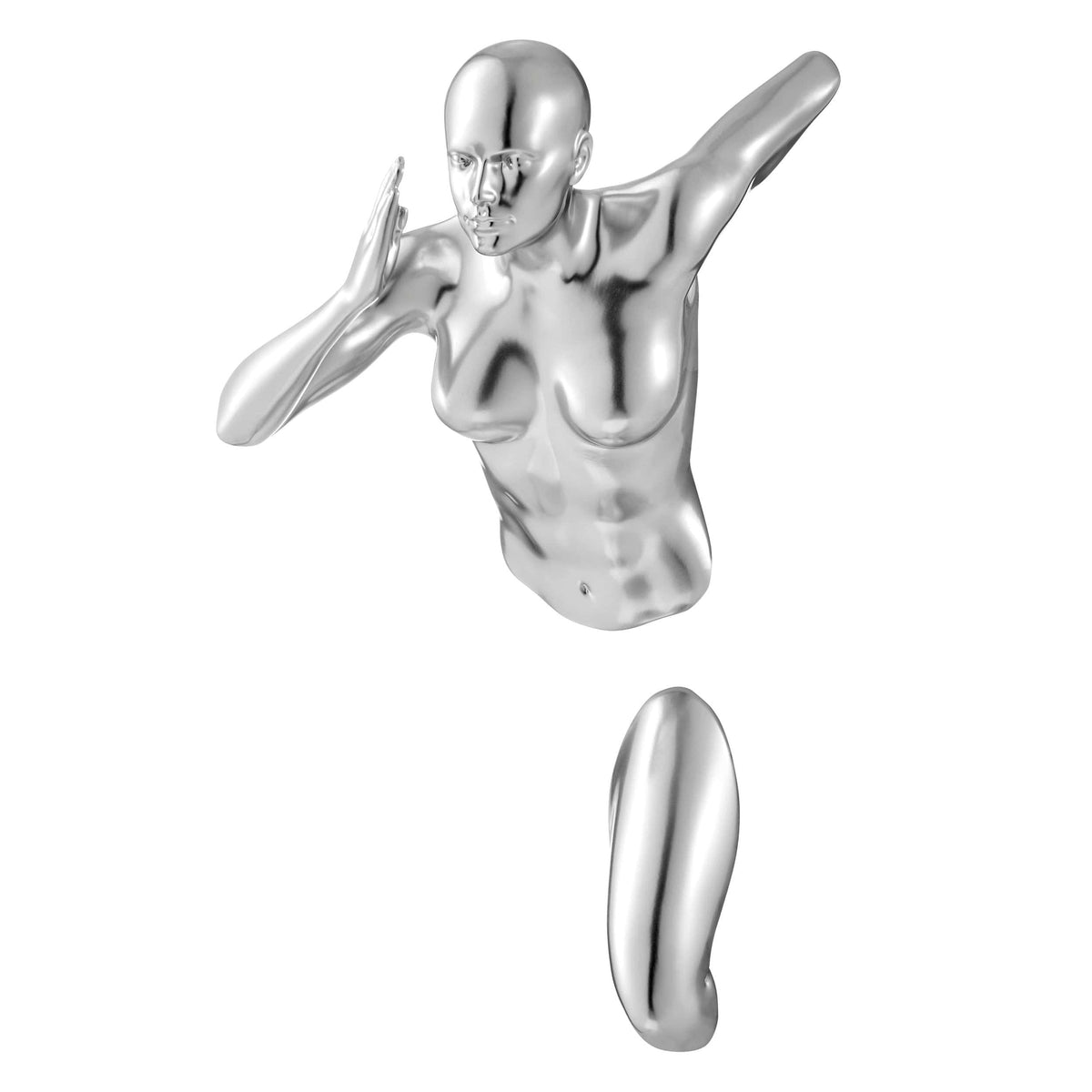 Chrome Wall Runner 13" Woman Sculpture / Wall Decor