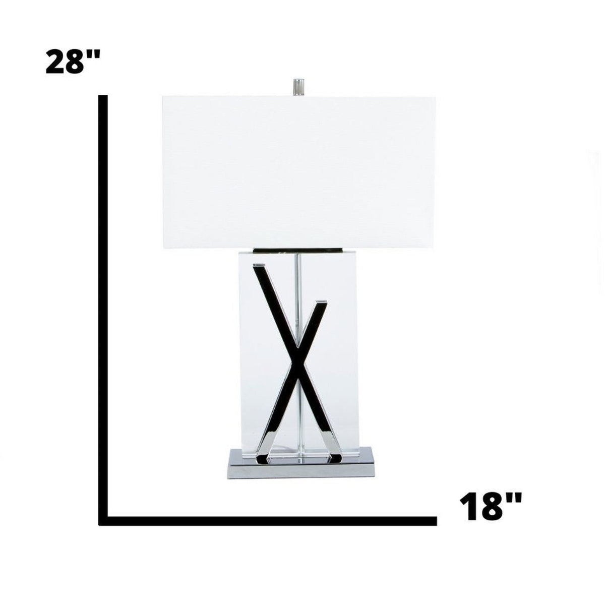 Chrome and Crystal X Table Lamp with USB Charger
