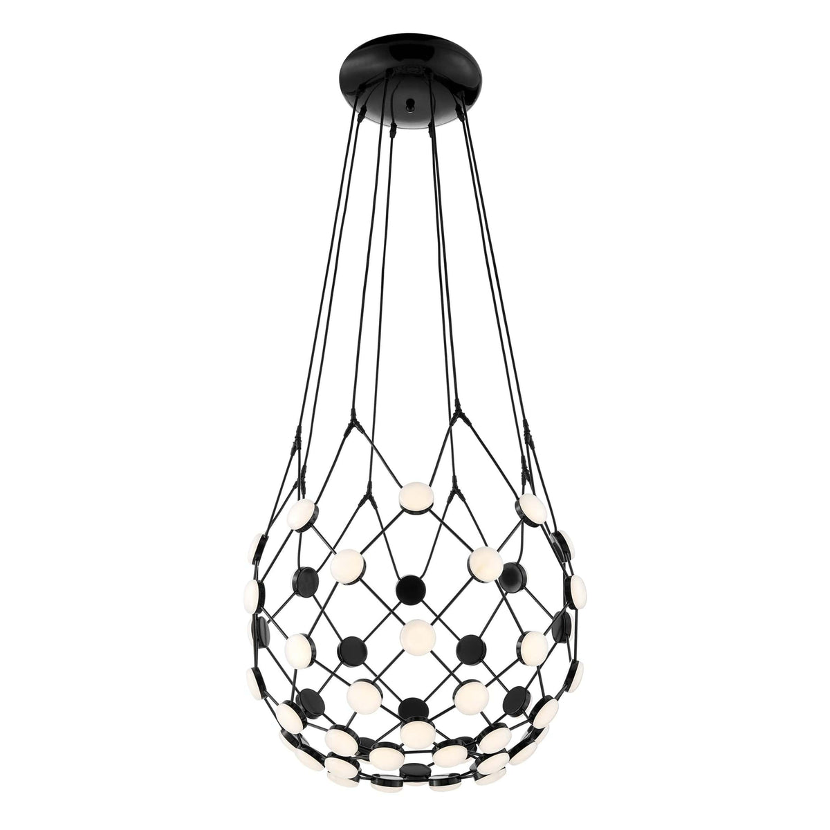 Contemporary LED Basket Chandelier in Black / Medium