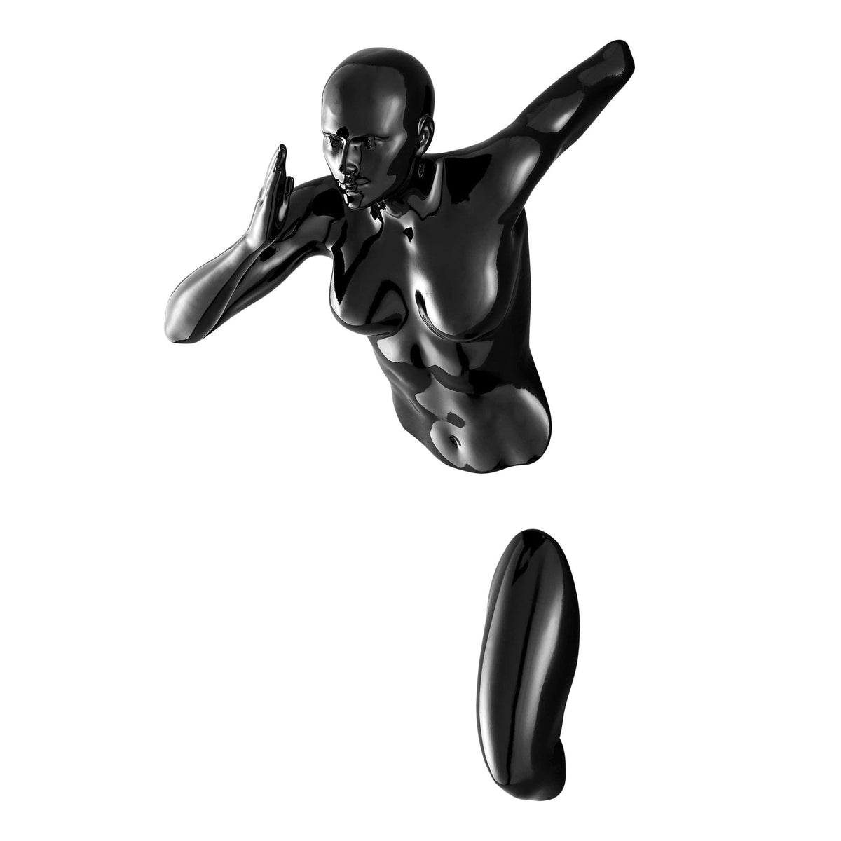 Glossy Black Wall Sculpture Runner 13" Woman