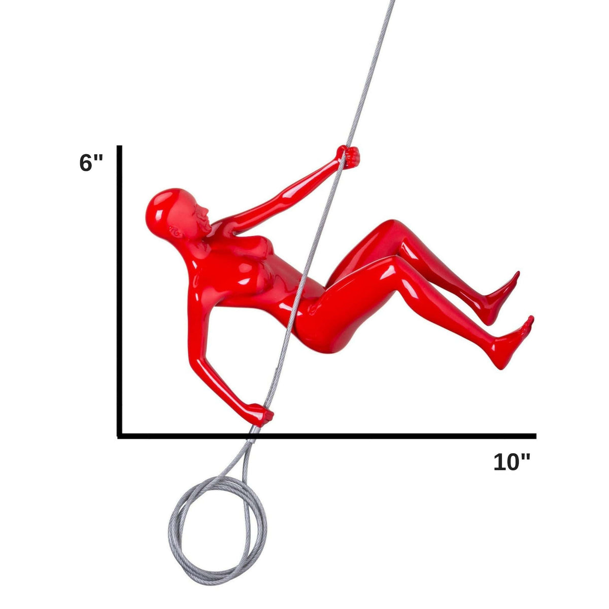 Glossy Red Wall Sculpture Climbing 8" Woman / 3D Wall Decor