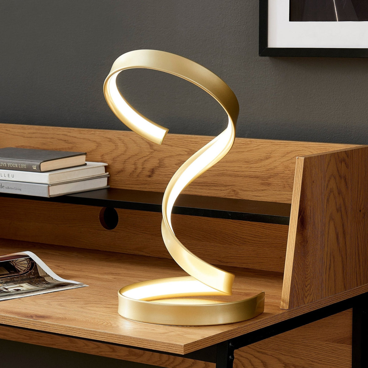 Finesse Decor Hamburg LED Strip Table Lamp / Gold / Dimmable Switch