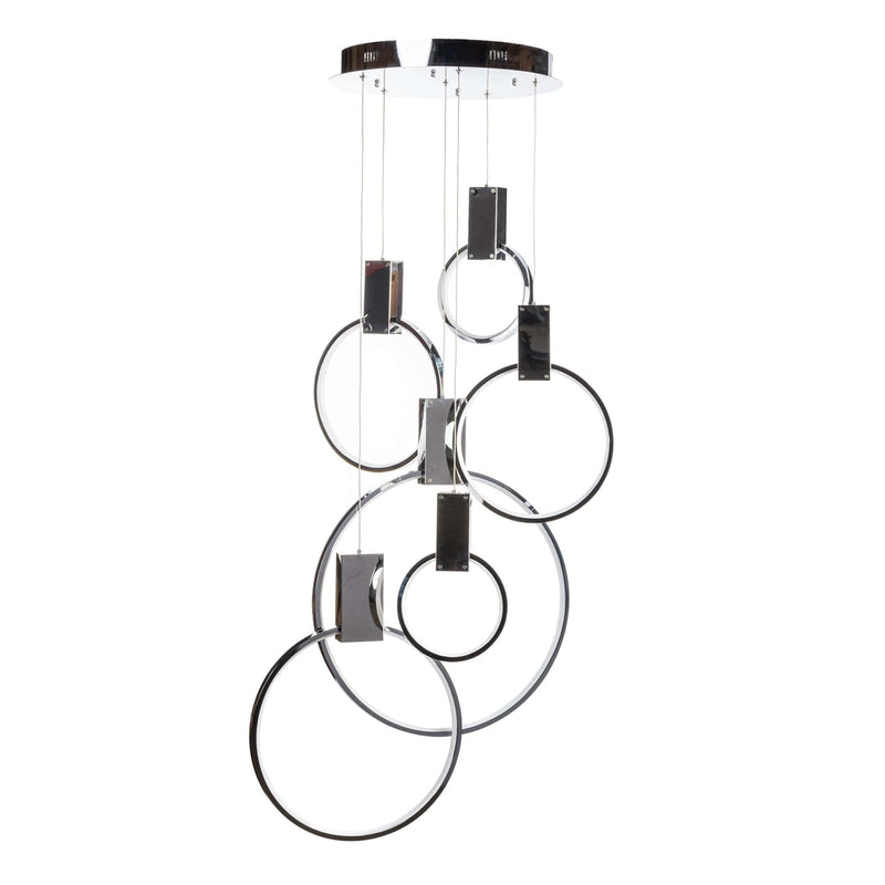 Hong Kong LED Circular Chrome Chandelier | Modern Pendant Light
