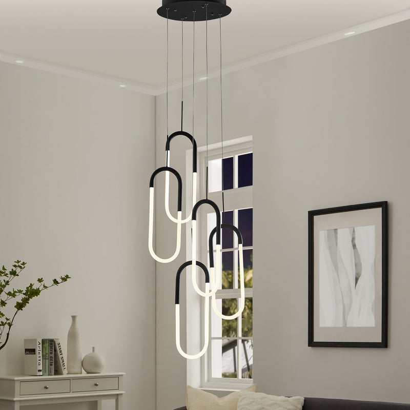 LED Five Clips Chandelier / Matte Black / Modern Lighting