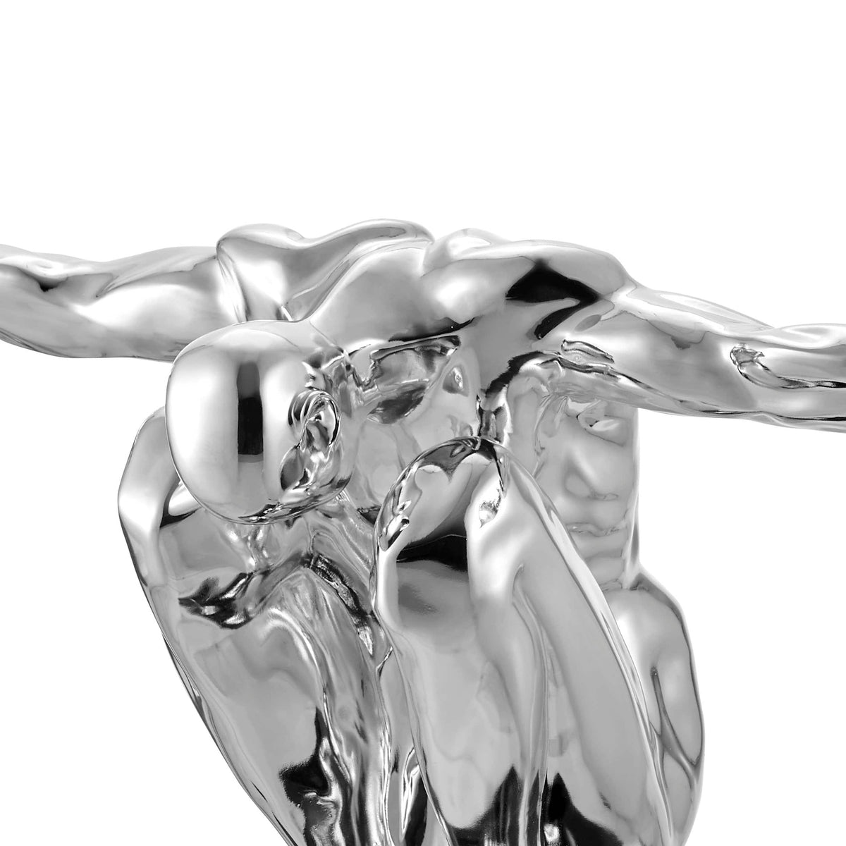Saluting Man Resin Sculpture in Chrome / Large Statue