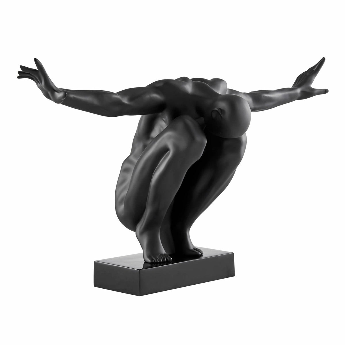 Saluting Man Resin Sculpture in Matte Black / Large
