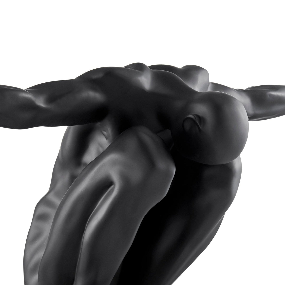 Saluting Man Resin Modern Sculpture in Matte Black / Large