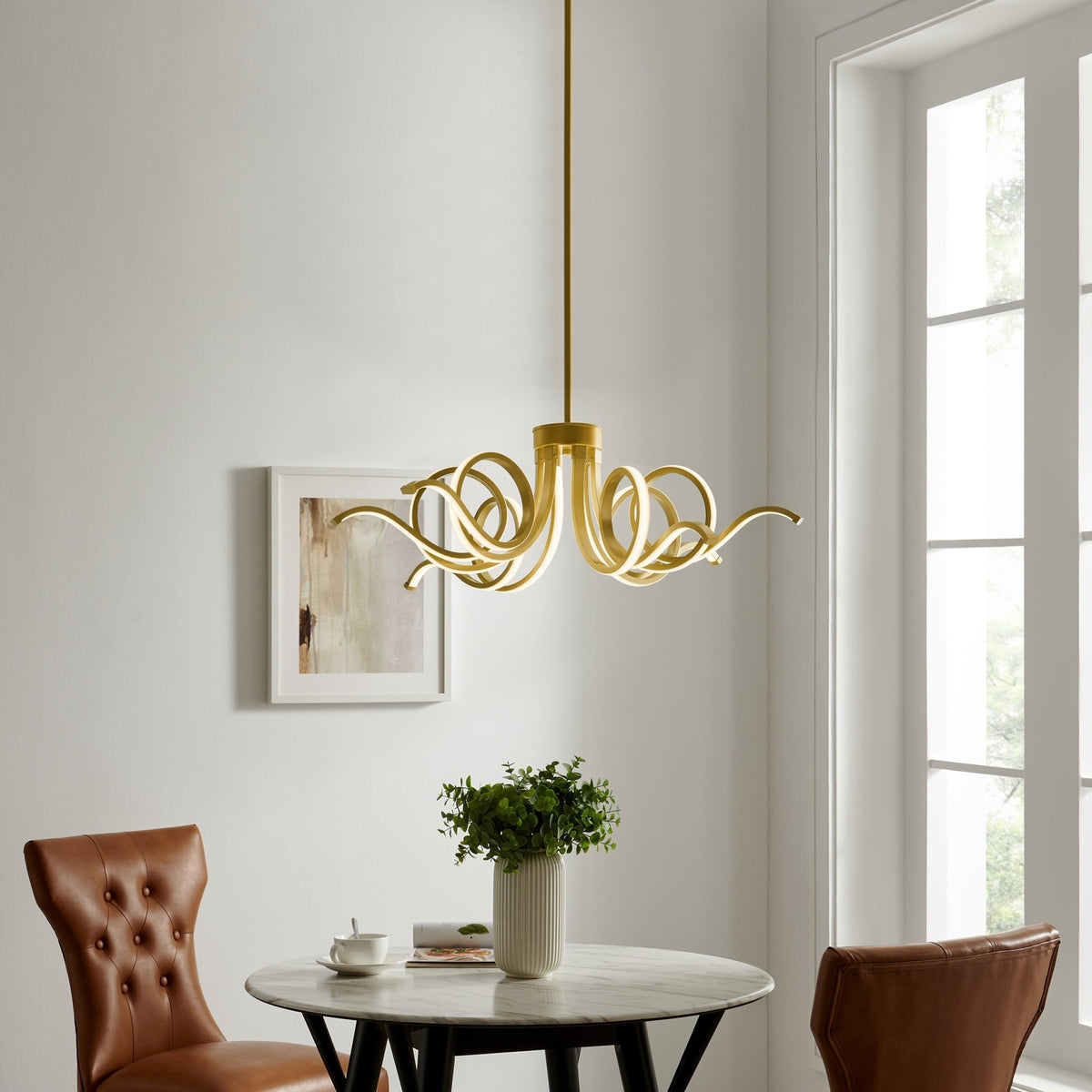 Magnolia LED Adjustable Sandy Gold Modern Chandeliers