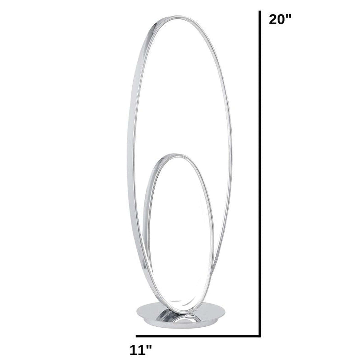 Milan LED Table Lamp / Chrome / Touch Dimmer / Dimensions