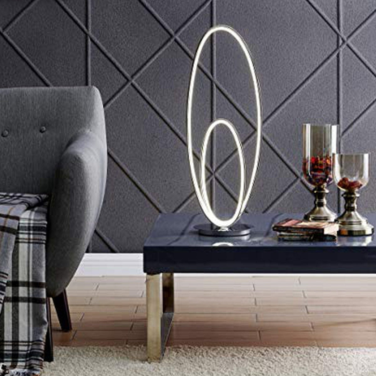 Finesse Decor Milan Chrome Table Lamp / LED Strip & Touch Dimmer