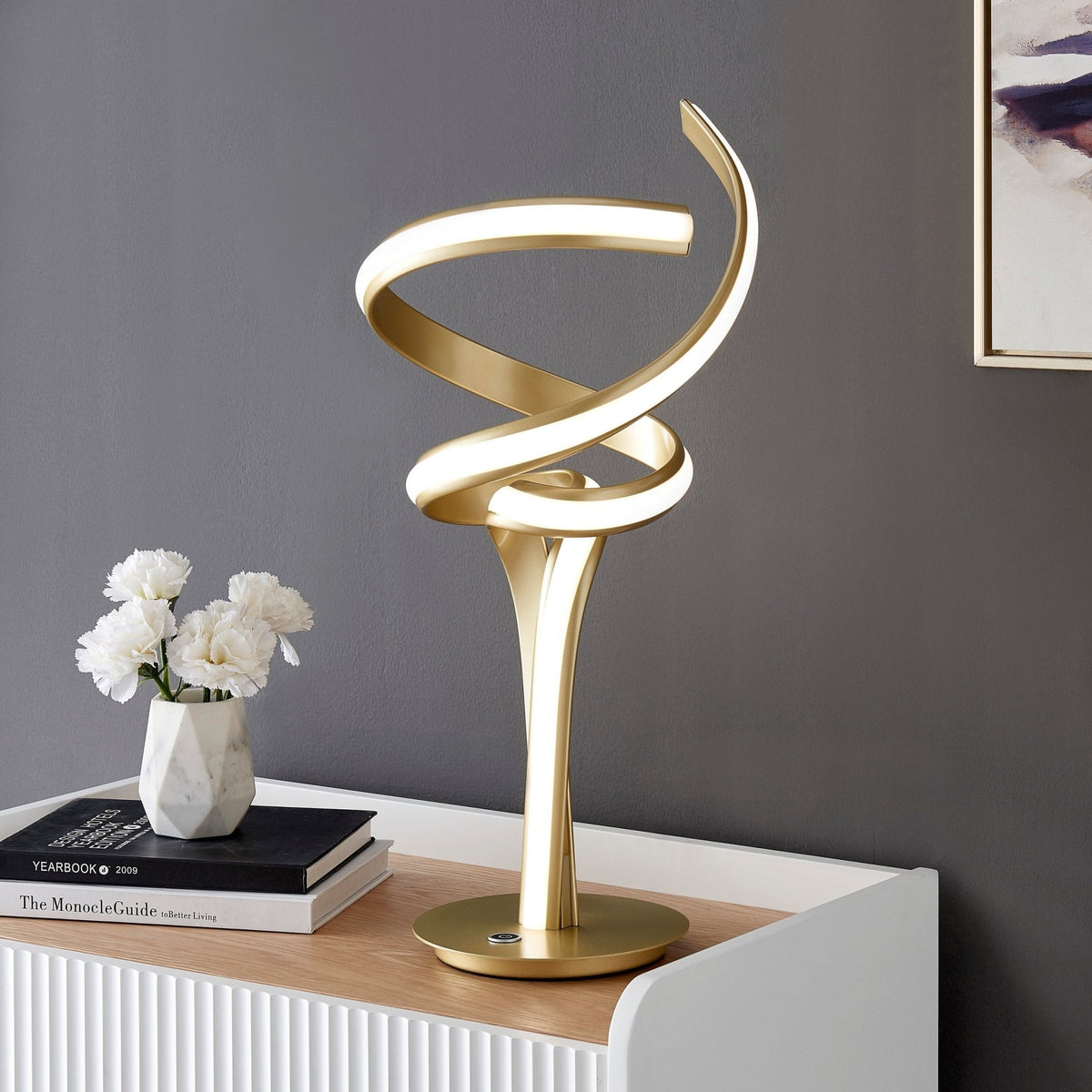 Finesse Decor Munich Gold LED Table Lamp with Touch Dimmer