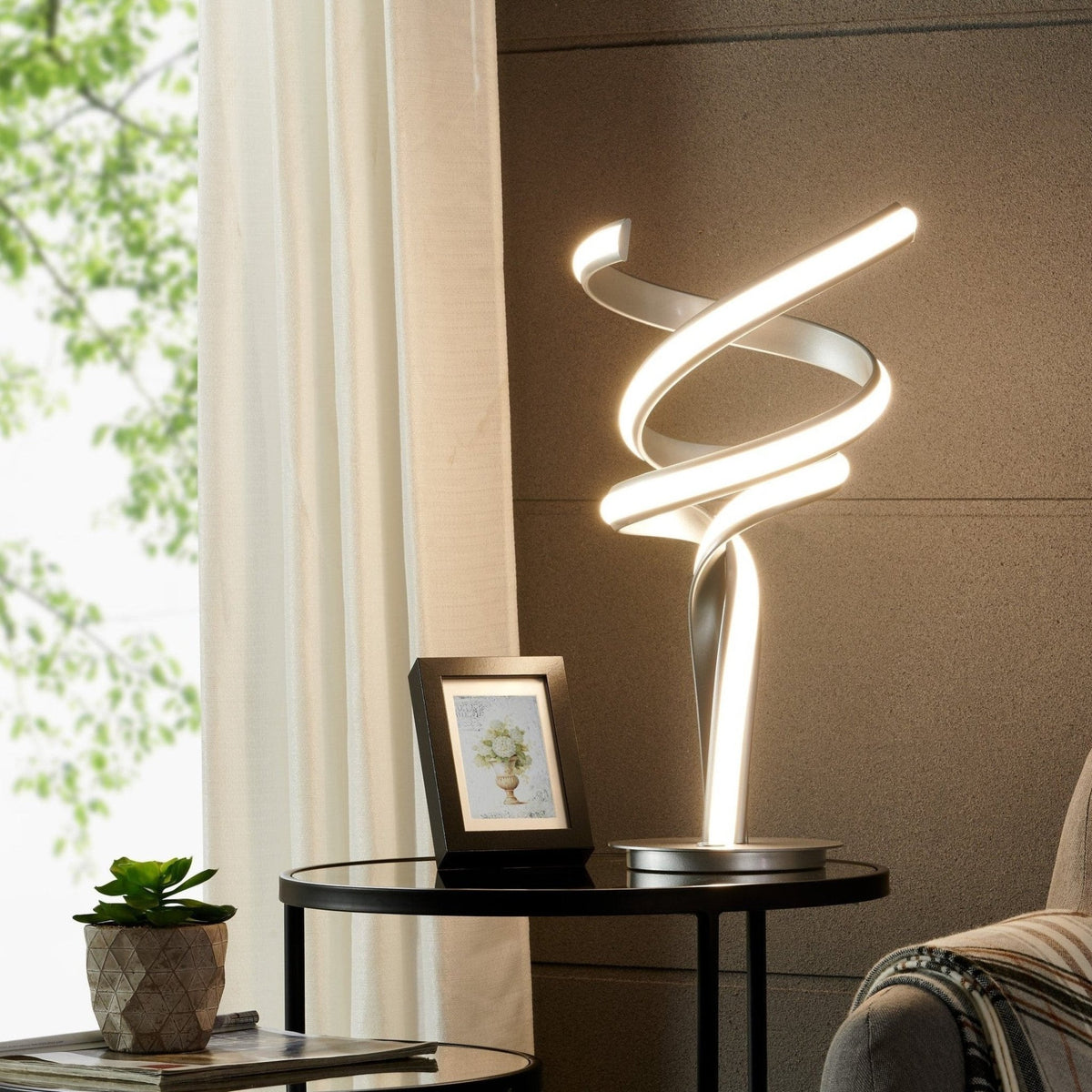 Finesse Decor Munich Silver LED Table Lamp with Touch Dimmer