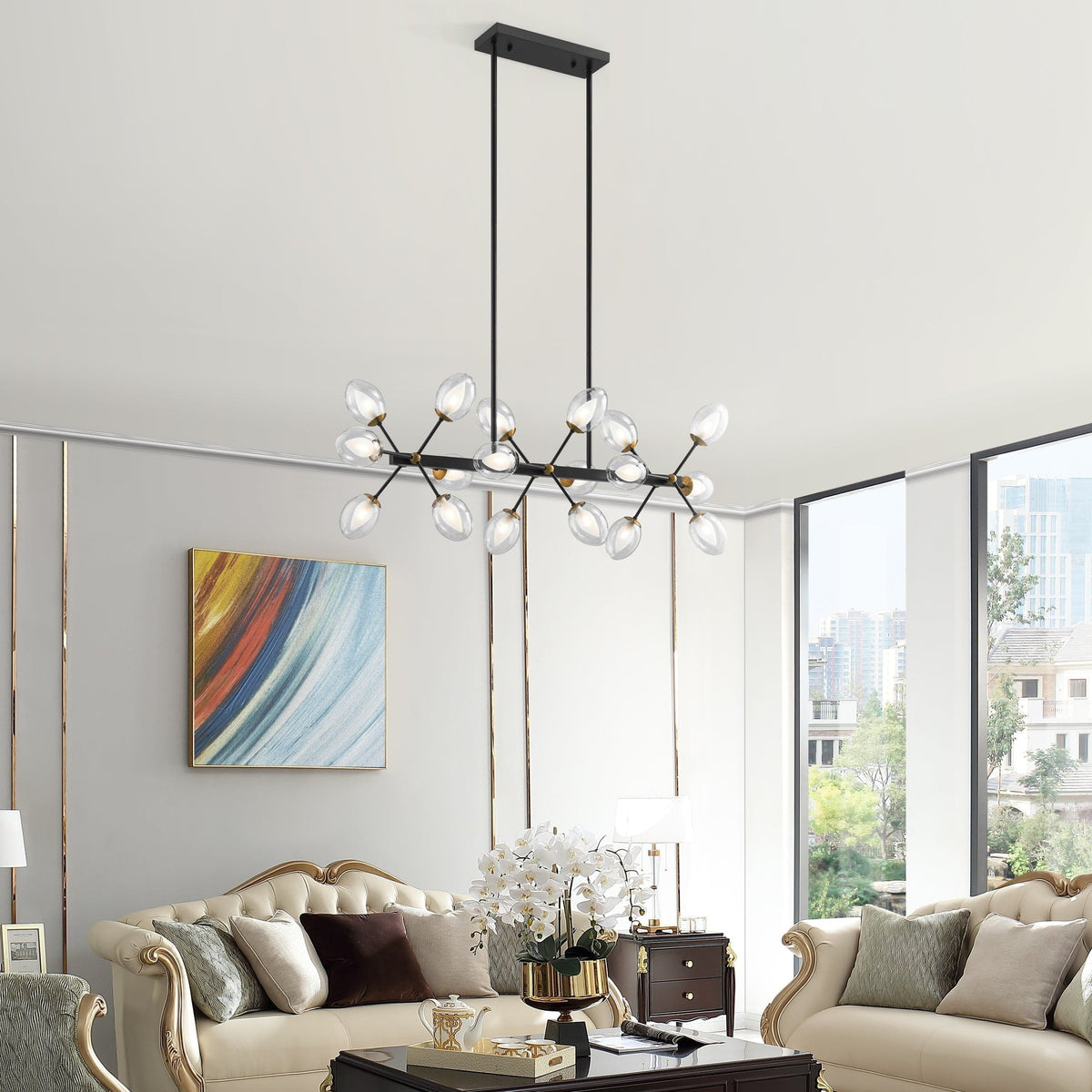 Nodus Crystal Rectangular Chandelier for Dining Room