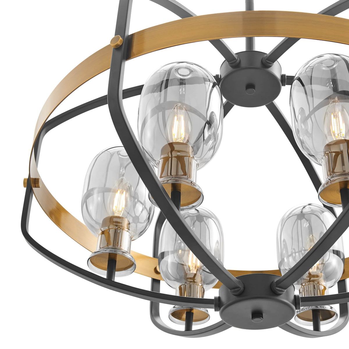 Opia Vintage Chandelier Gold & Black / 8 Light / Modern Midcentury 