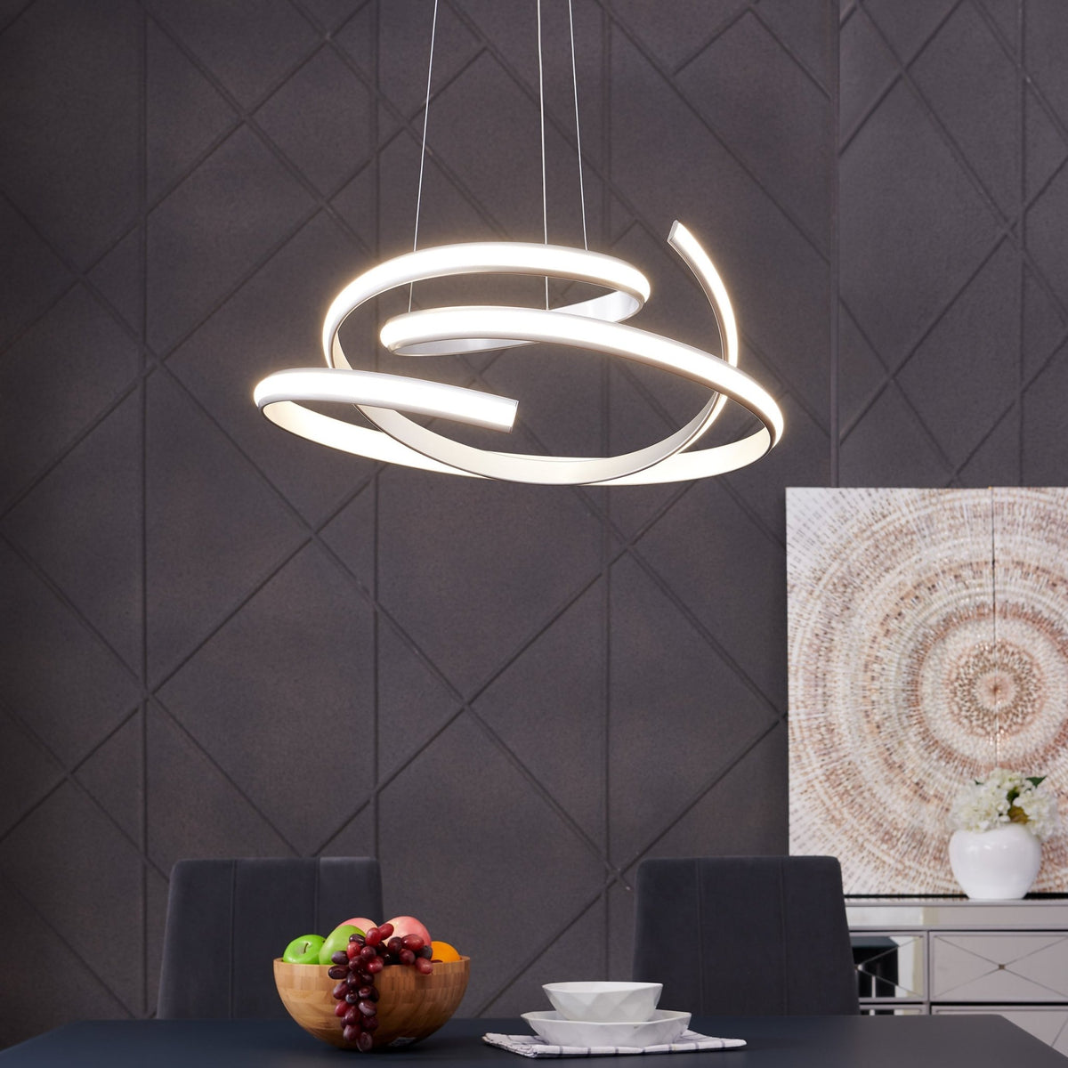 Oslo LED Adjustable Chandelier in Silver / Modern Lighting