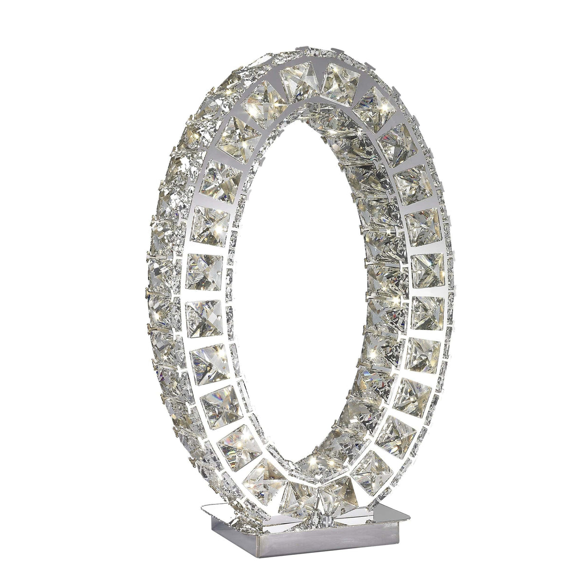 17.5 Inch Oval Crystal Extravaganza Table Lamp with LED Strip