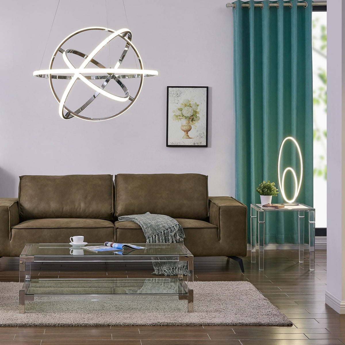 Oxford LED Adjustable Chrome Chandelier for Living Room