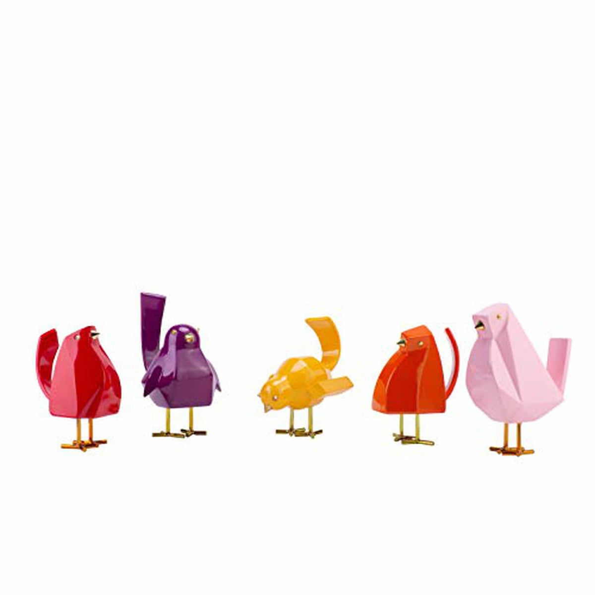 Set of Five Bird Sculptures // Multi-Color