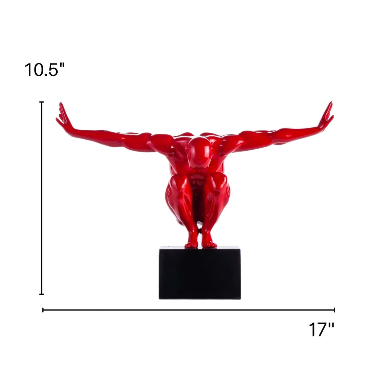 Small Saluting Man Resin Sculpture 17" Wide x 10.5" Tall // Red