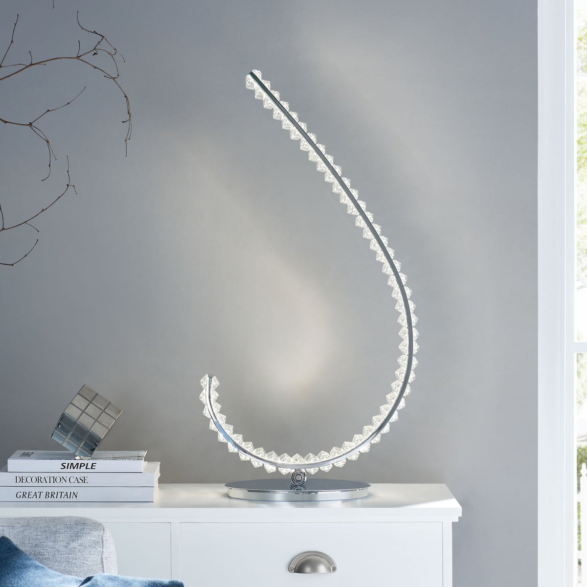 Finesse Decor Grace Crystal Chrome Table Lamp / Touch & Dimmable / Left