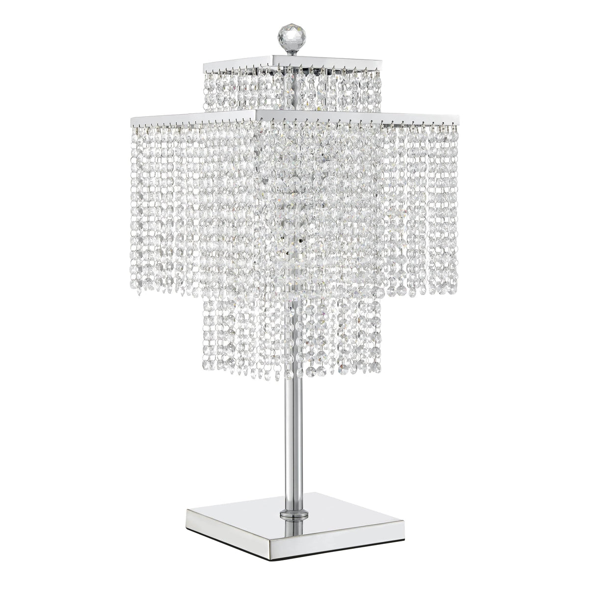 Double Crown Square Crystal Table Lamp