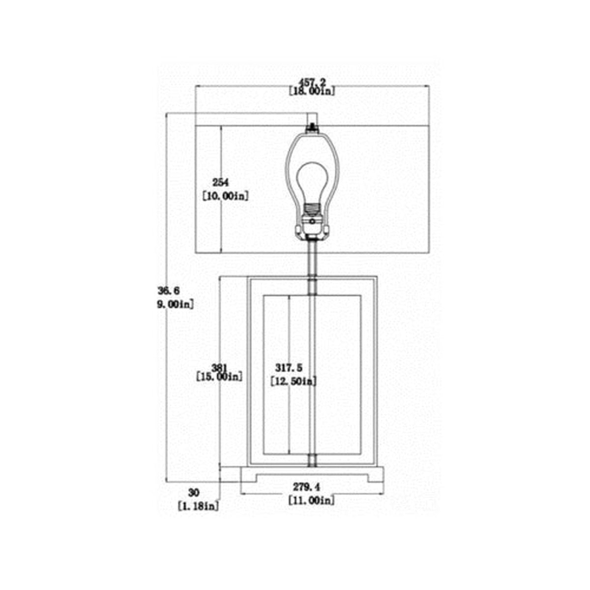 Acrylic Modern Table Lamp with Shade / Dimensions