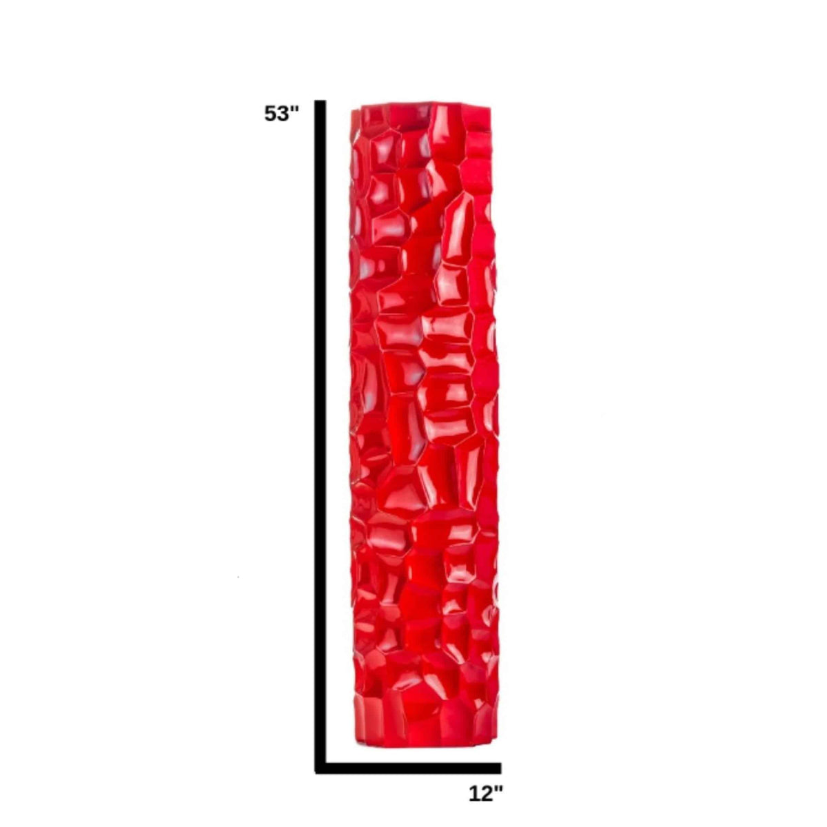 Textured 52-Inch Tall Honeycomb Vase in Red