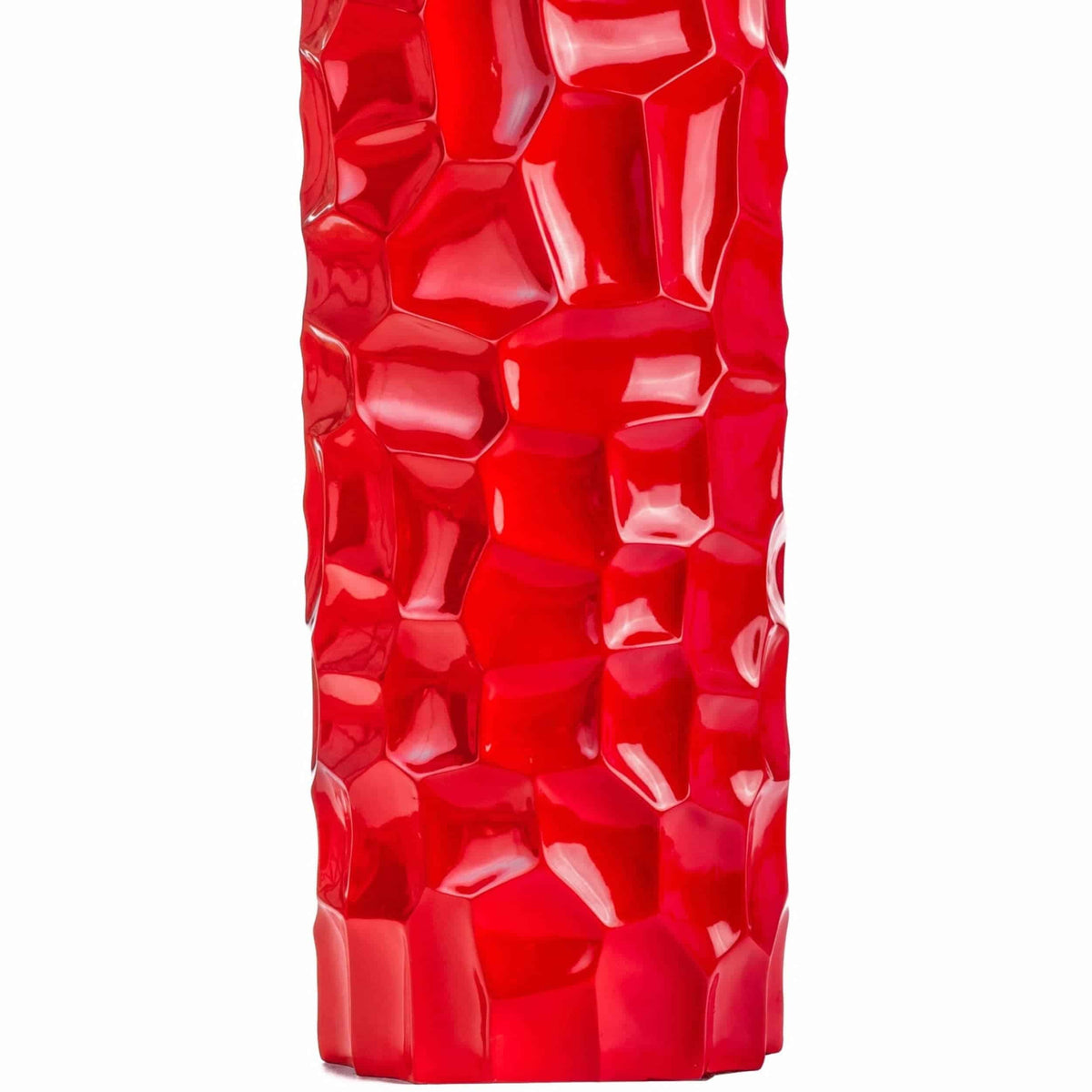 Textured Honeycomb Tall Floor Vase in Red