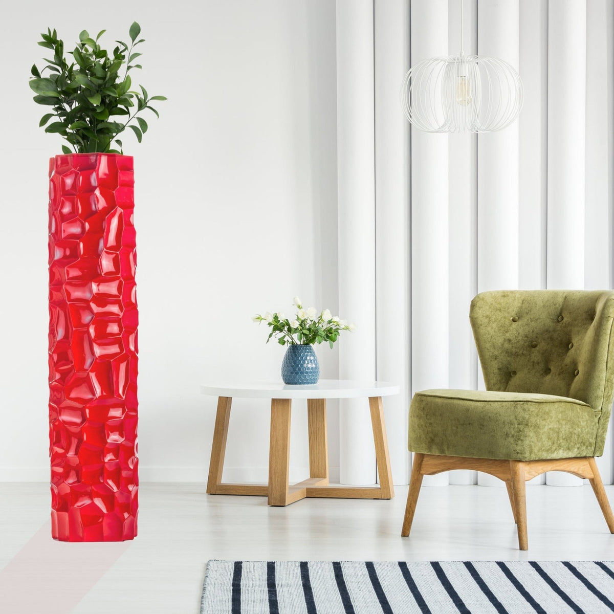 Textured 52-Inch Honeycomb Vase in Red