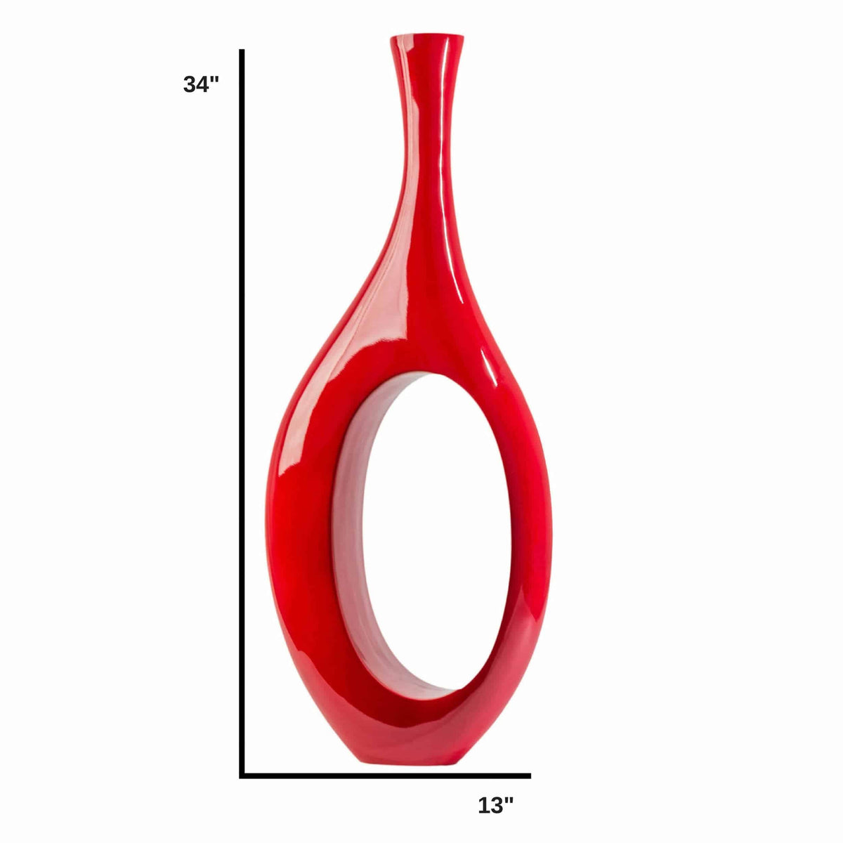 Modern Trombone Vase in Red / Small