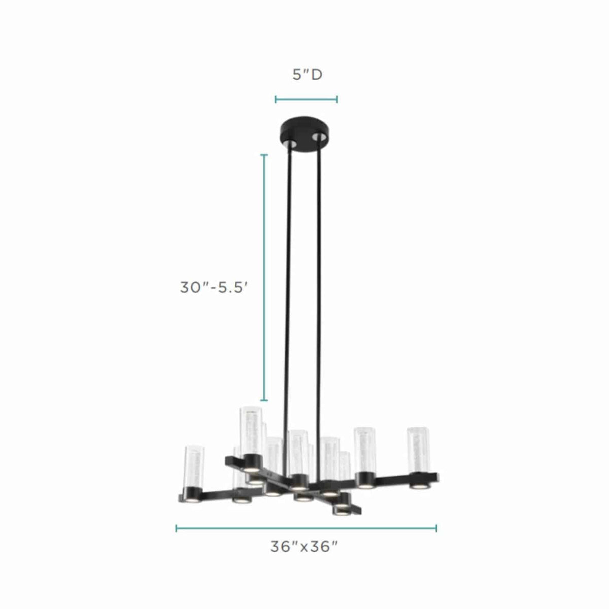 Victory 12 Light Matte Black Chandelier | Modern Lighting