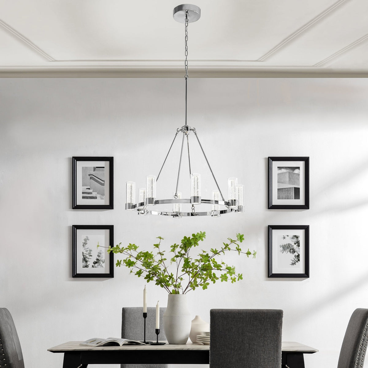 Victory 8 Light Chrome Chandelier for Dining Room