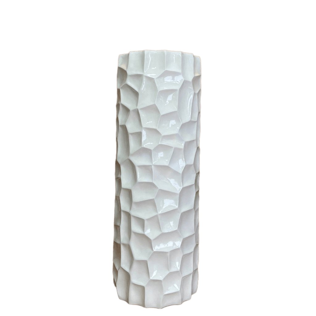 White Textured Honeycomb Vase