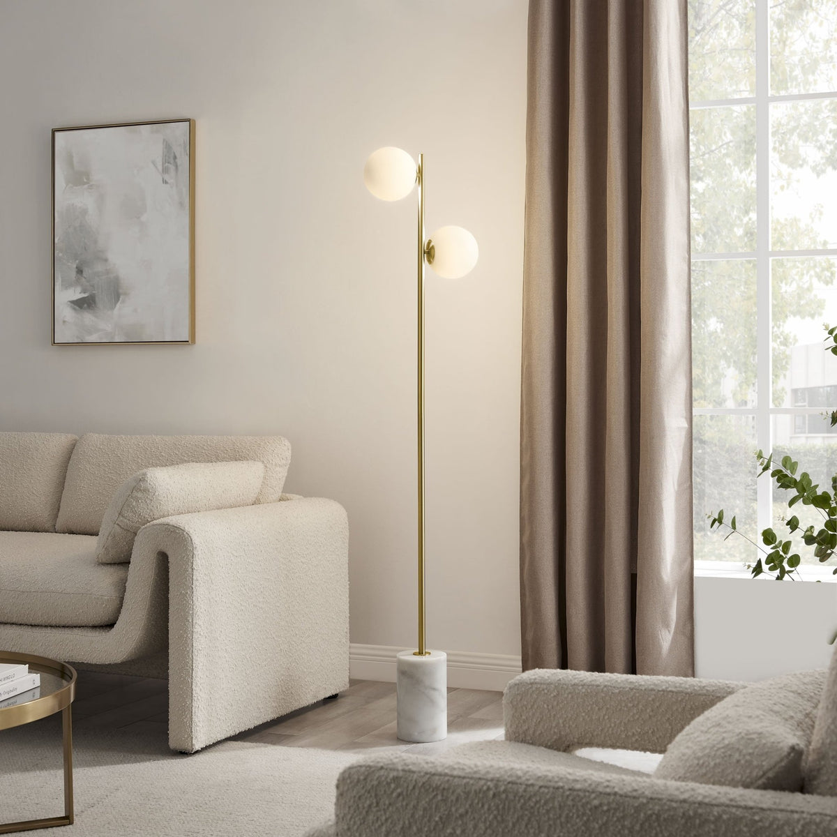Anechdoche Floor Lamp / Gold & White / Living Room Lamps