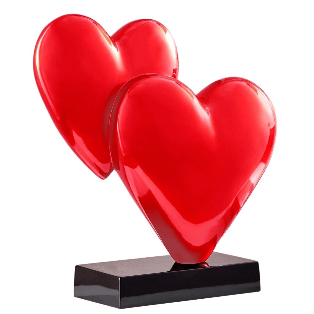 Red Double Heart Sculpture for Valentine's Day